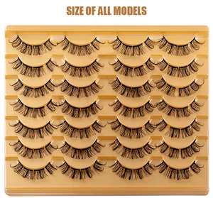 Detailed view of 14 pairs D-curl DIY lash extensions in a golden layout showing various sizes