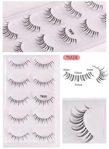 Detailed view of TM26 natural false eyelashes with size 6mm to 11mm dimensions