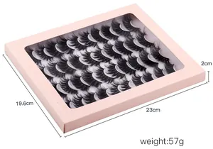 Dettaglio di 50 paia di ciglia finte folte e curve con dimensioni della confezione