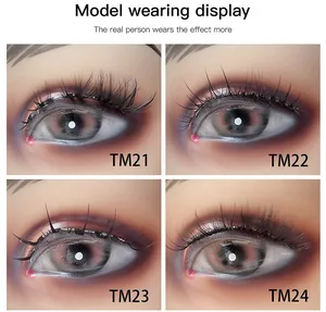 Close-up comparison of four natural manga style false eyelashes TM21 to TM24 models