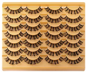 Close-up of deep black D-curl individual lashes in a 7-pair professional tray