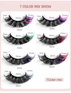 Detailed size guide for 7-color mixed false eyelashes with 32mm width and 21mm length