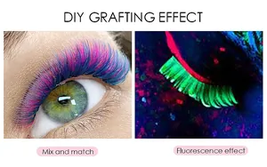 Λήψη macro από πολύχρωμες DIY βλεφαρίδες με εφέ φθορισμού και συνδυασμό χρωμάτων