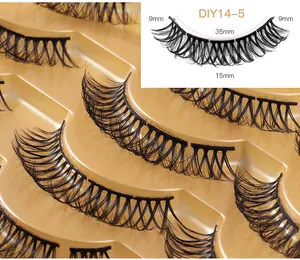 Detail view of DIY segment eyelashes with D-curl and lengths from 9mm to 15mm