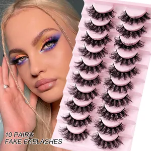Ciglia Finte in Finto Visone Drammatiche 3D Folte Ricce Disordinate Incrociate per Donna Trucco Occhi Professionale Accessori