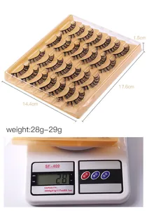Detailed size measurement and weight display for 20 pairs of voluminous false eyelashes
