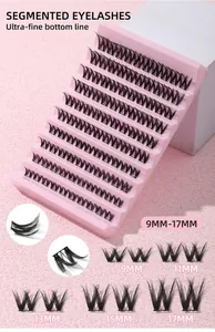 Détail de faux cils segmentés en 10 rangées de 9 à 17 mm avec base ultra fine et légère
