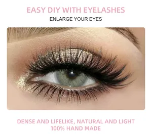 Gros plan détaillé de faux cils segmentés faits main pour un maquillage naturel des yeux