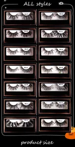 Collage of 14 styles of thick Halloween faux mink eyelashes in labeled packaging boxes