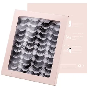20 paia di ciglia finte voluminose e ricurve in un elegante cofanetto rosa con finestra