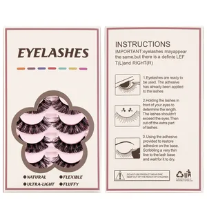 Natural Russian D-curl colored false eyelashes in 7-pair set with floral packaging