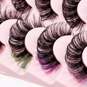 7 pairs of natural Russian D curl colorful false eyelashes for stage creative makeup