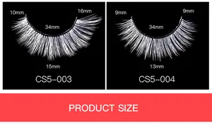 Detailed size comparison of white synthetic fiber eyelashes for costume and stage makeup