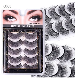 Close-up of 6D multi-layered synthetic false eyelashes with 100% handmade 6D03 style detail