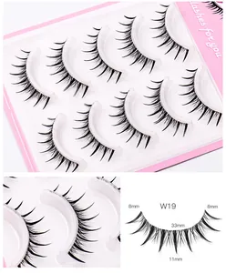 Détails des cils manga W19 avec longueur centrale de 11mm et largeur de 33mm