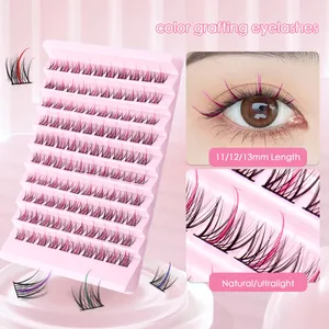 Colorful Individual Eyelashes Anime Cosplay Style Segmented Cluster Lashes C Curl Mixed Length Natural Soft False Eyelashes
