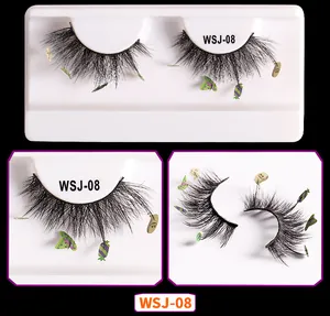 Detail of WSJ-08 Halloween eyelashes with colorful wizard hat and ghost sequins
