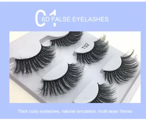 Close-up of T02 6D false eyelashes featuring thick volume and multi-layered curl detail