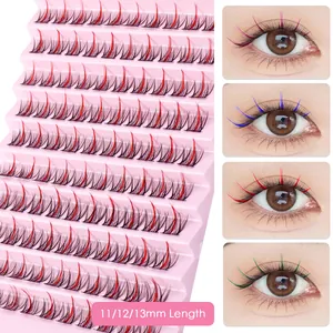 Colored individual DIY lash extensions in 11-13mm lengths with vibrant tips