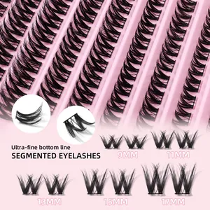 Kit de faux cils individuels segmentés naturels avec longueurs de 9mm à 17mm