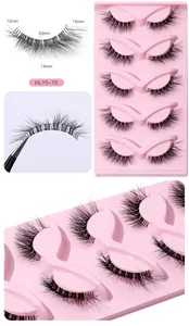 Detailed size measurement of 5-pair L-shaped clear band false eyelashes set