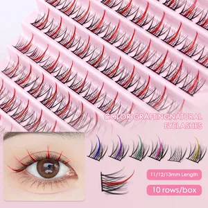 Colored Individual False Eyelashes Clusters DIY Segmented Eyelash Extensions Synthetic Fiber Anime Cosplay Colored Lashes For Women