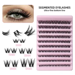 Faux cils segmentés DIY avec ligne ultra-fine, longueurs de 9mm à 17mm en coffret