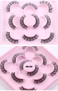 Detailed top and side view of DD curl Russian volume false eyelashes in a 5-pair set