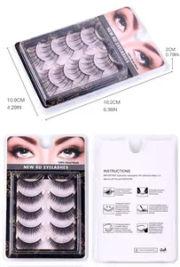Detailed view of 5 pairs of 6D false eyelashes set with dimensions 16.2cm x 10.9cm x 2cm