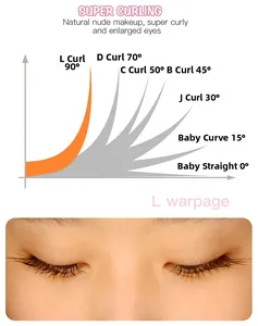 Guide showing different lash curls from J to L shape with profile model views