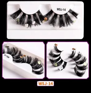 Halloween false eyelashes WSJ-14 featuring mini pumpkins and ghost charms for festive makeup