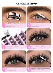 Step-by-step tutorial for applying DIY individual cluster lashes with 10-14mm lengths