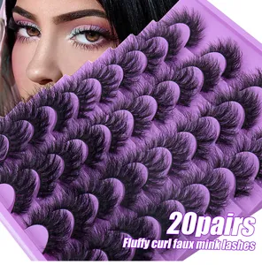 Detail of 20 pairs fluffy faux mink lashes showing dense volume and dramatic curl