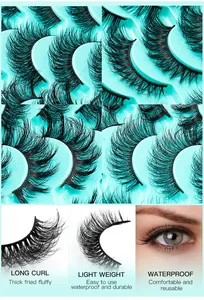 Makrodetail von dichten falschen Wimpern mit geschwungener Textur und wasserfesten Fasern