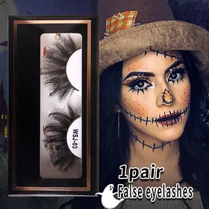 Halloween faux mink eyelashes WSJ-03 thick cross style for creative holiday makeup