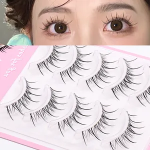 Cinq paires de faux cils naturels Wispy Manga Barbie avec bande transparente pour effet 3D