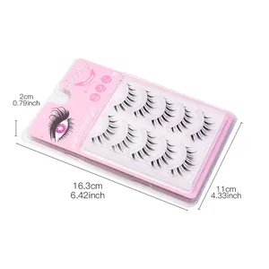 Lot de 5 paires de faux cils tournesol aériens en boîte rose 16,3x11cm