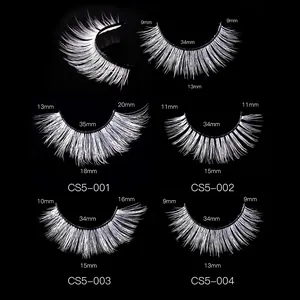 3 pairs of white synthetic fiber false eyelashes for stage makeup and cosplay art looks