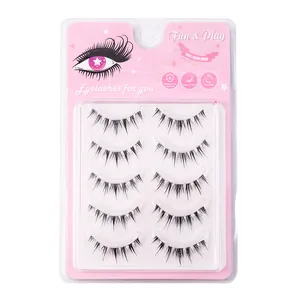 5 paires de faux cils tournesol légers avec volume naturel de style manga