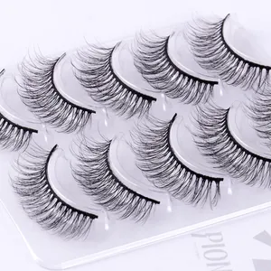 Set of 7 pairs dense synthetic fiber eyelashes with natural multi-layered volume look