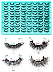 Detailansicht von 40 Paar falschen Wimpern in verschiedenen Längen von 10mm bis 18mm