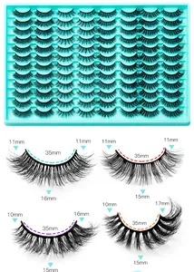 Makroaufnahme gemischter Wimpernsets mit Längen von 10 mm bis 17 mm für Wimpernverlängerung