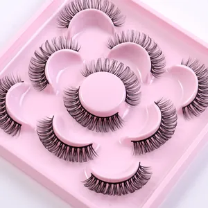 Set of 7 pairs of Russian volume DD curl false eyelashes with natural thick crossover style