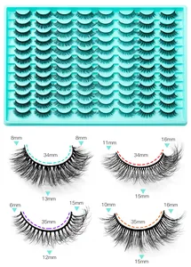 Detailansicht der Wimpernbox mit 48 Paaren und Spezifikationen für Längen von 6mm bis 16mm