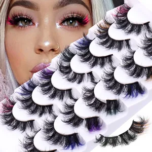 Colored Faux Mink False Eyelashes 8D Curl Fluffy Segmented Eyelashes Natural Look DIY Cosplay Stage Makeup For Women Accessories
