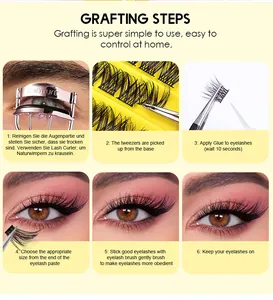 Six-step tutorial for applying DIY individual cluster lash extensions with glue and tweezers