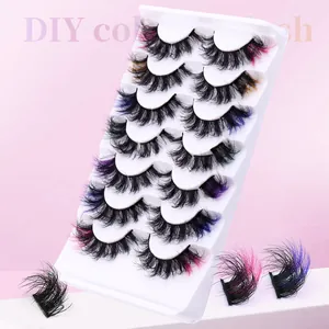7 pairs of colorful faux mink segmented eyelashes with a natural curl and DIY volume