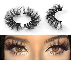 Detailed view of 7 pairs of 3D faux mink eyelashes with fluffy volume and dramatic curl