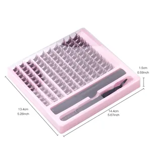 DIY eyelash extension kit with natural C-curl clusters and application tools