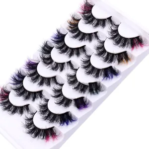 7 pairs of colorful faux mink segmented eyelashes with natural curl and thick volume